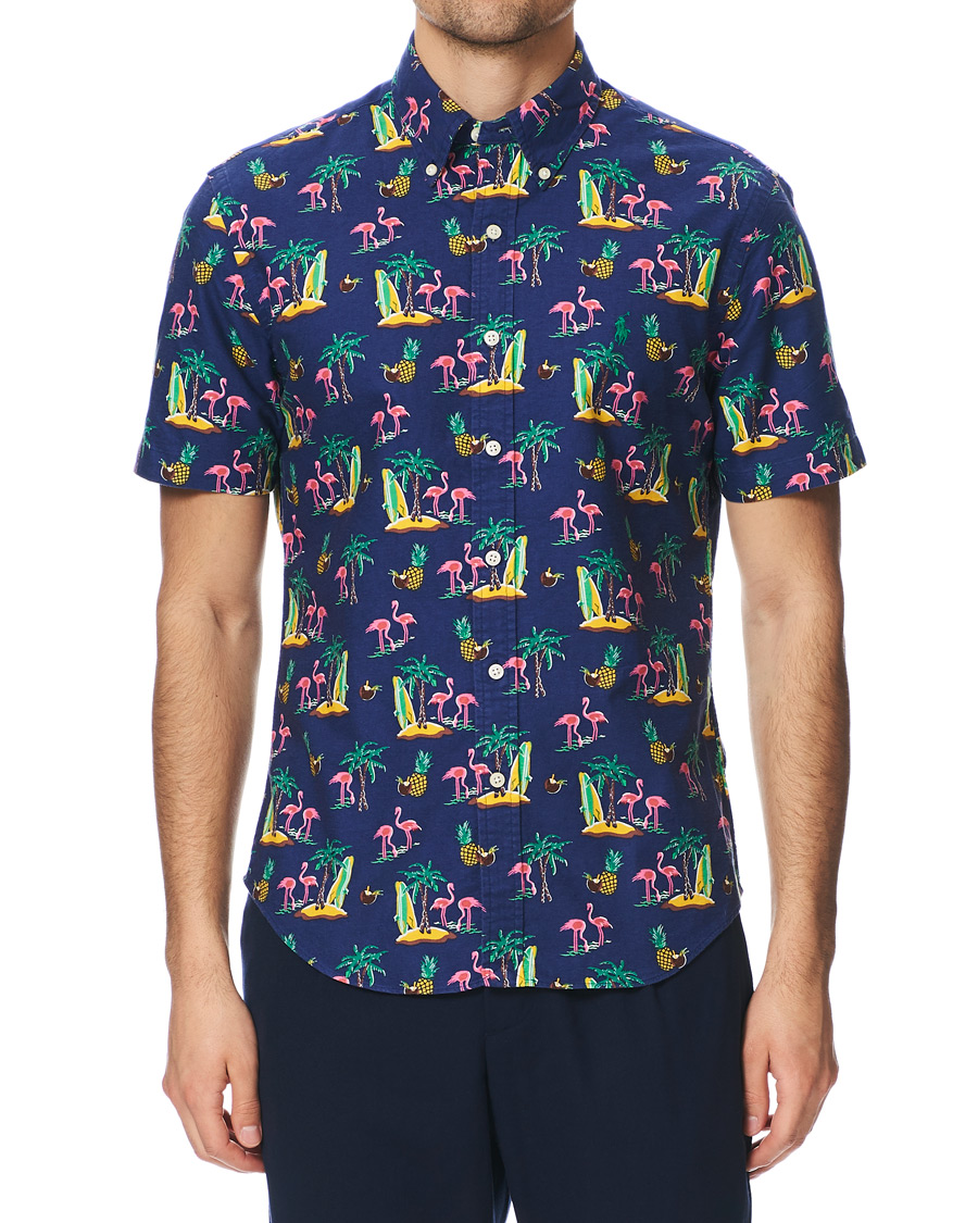 Mies | Kauluspaidat | Polo Ralph Lauren | Slim Fit Printed Short Sleeve Shirt Coconut Flamingo