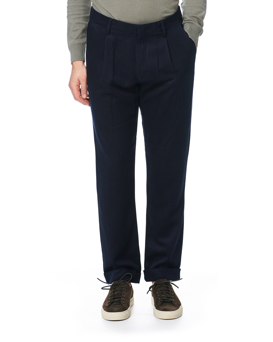 Mies | Housut | NN07 | Codo Pleated Turn Up Trousers Navy