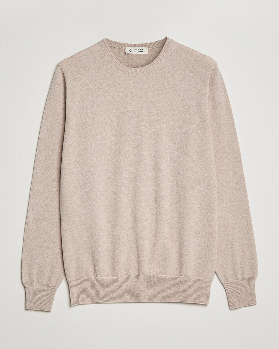 Mies | Puserot | Piacenza Cashmere | Cashmere Crew Neck Sweater Beige