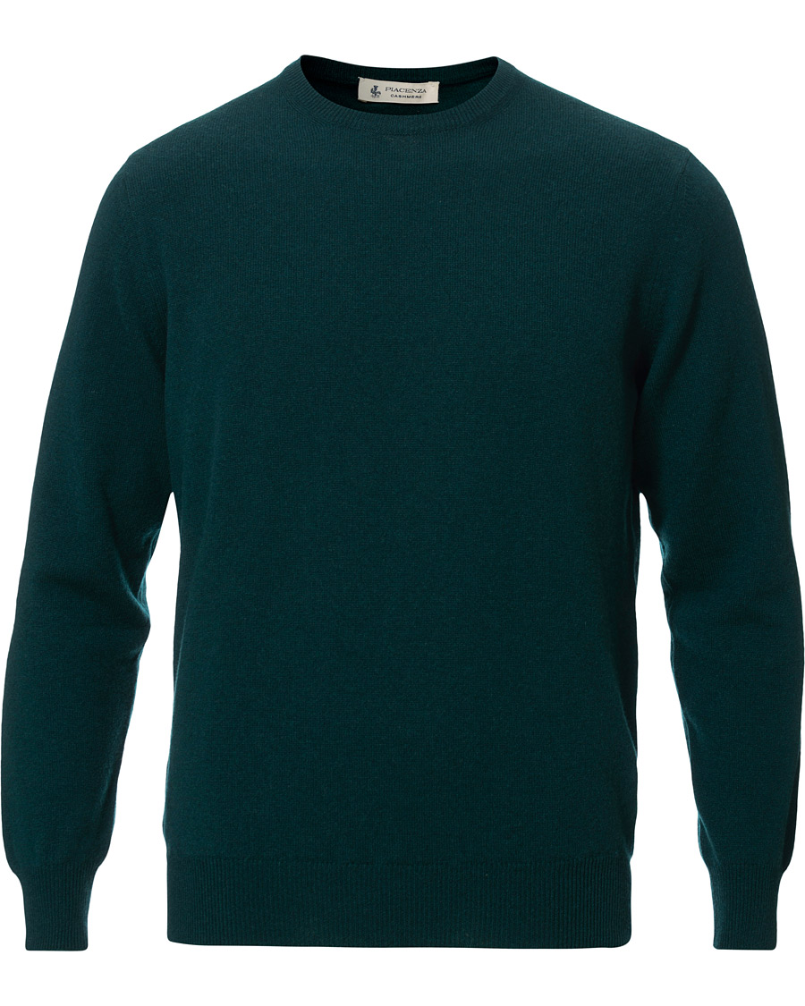 Mies | Puserot | Piacenza Cashmere | Cashmere Crew Neck Sweater Racing Green