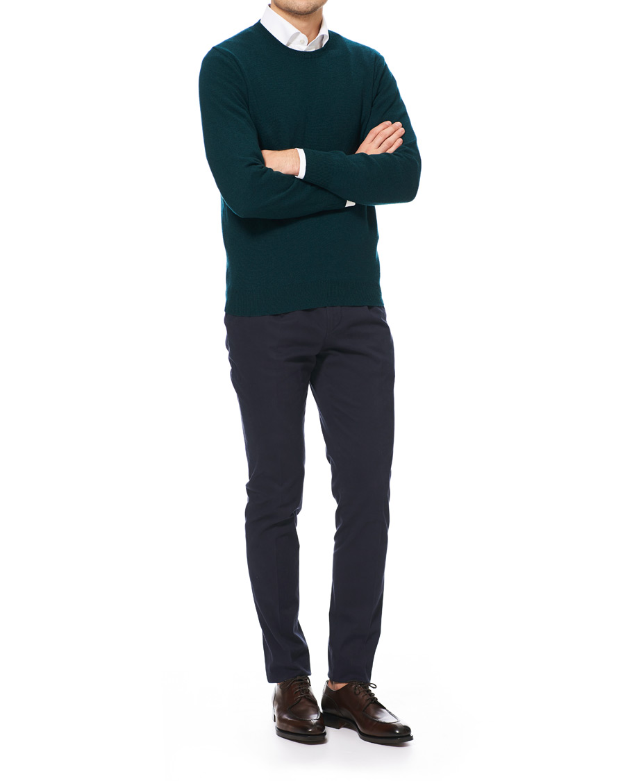 Mies | Puserot | Piacenza Cashmere | Cashmere Crew Neck Sweater Racing Green