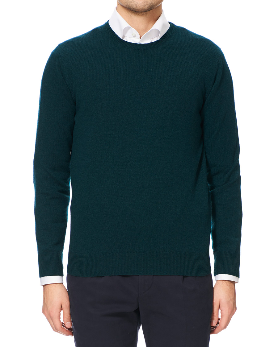 Mies | Puserot | Piacenza Cashmere | Cashmere Crew Neck Sweater Racing Green