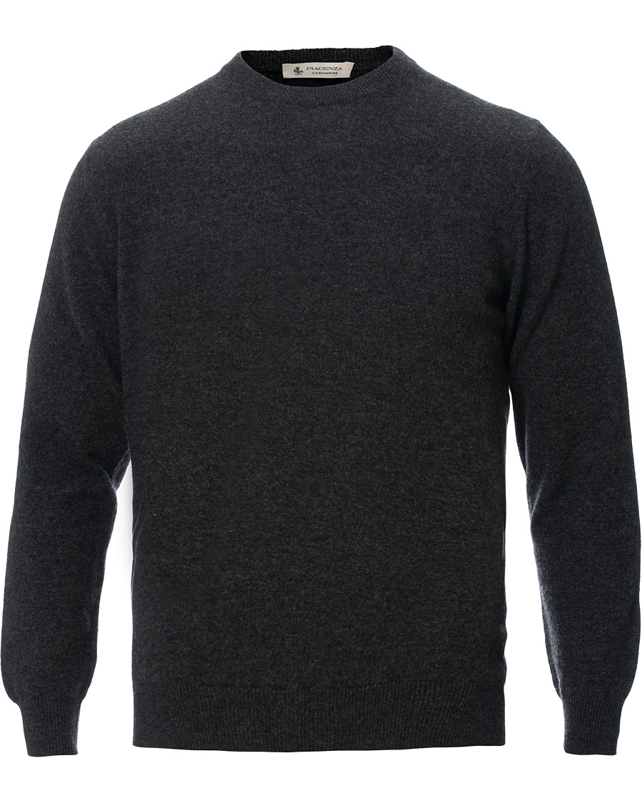 Mies | Puserot | Piacenza Cashmere | Cashmere Crew Neck Sweater Charcoal