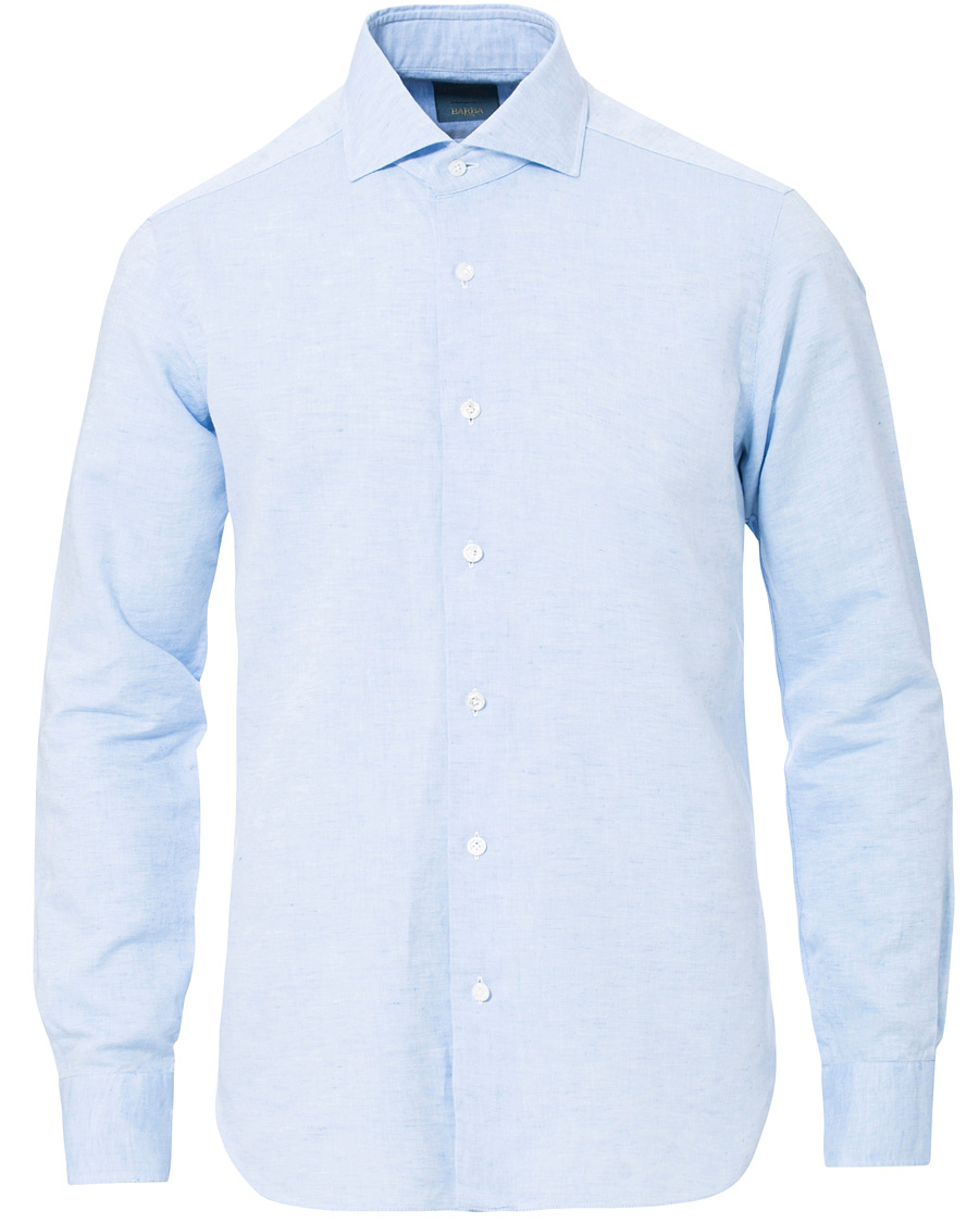 Mies | Kauluspaidat | Barba Napoli | Dandylife Slim Fit Cotton/Linen Shirt Blue