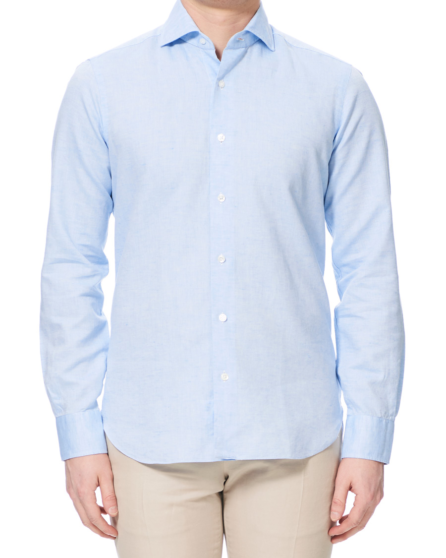 Mies | Kauluspaidat | Barba Napoli | Dandylife Slim Fit Cotton/Linen Shirt Blue