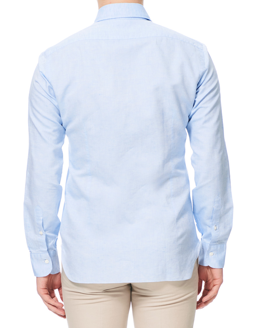 Mies | Kauluspaidat | Barba Napoli | Dandylife Slim Fit Cotton/Linen Shirt Blue