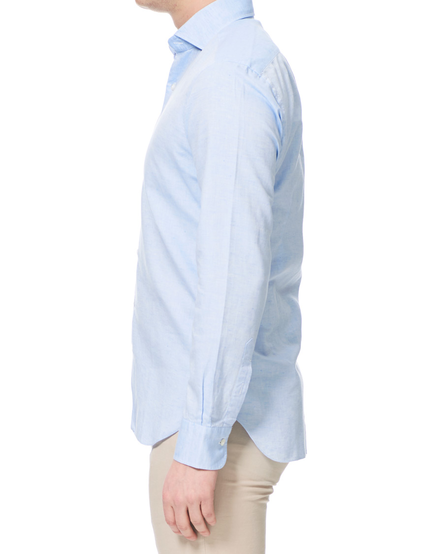 Mies | Kauluspaidat | Barba Napoli | Dandylife Slim Fit Cotton/Linen Shirt Blue