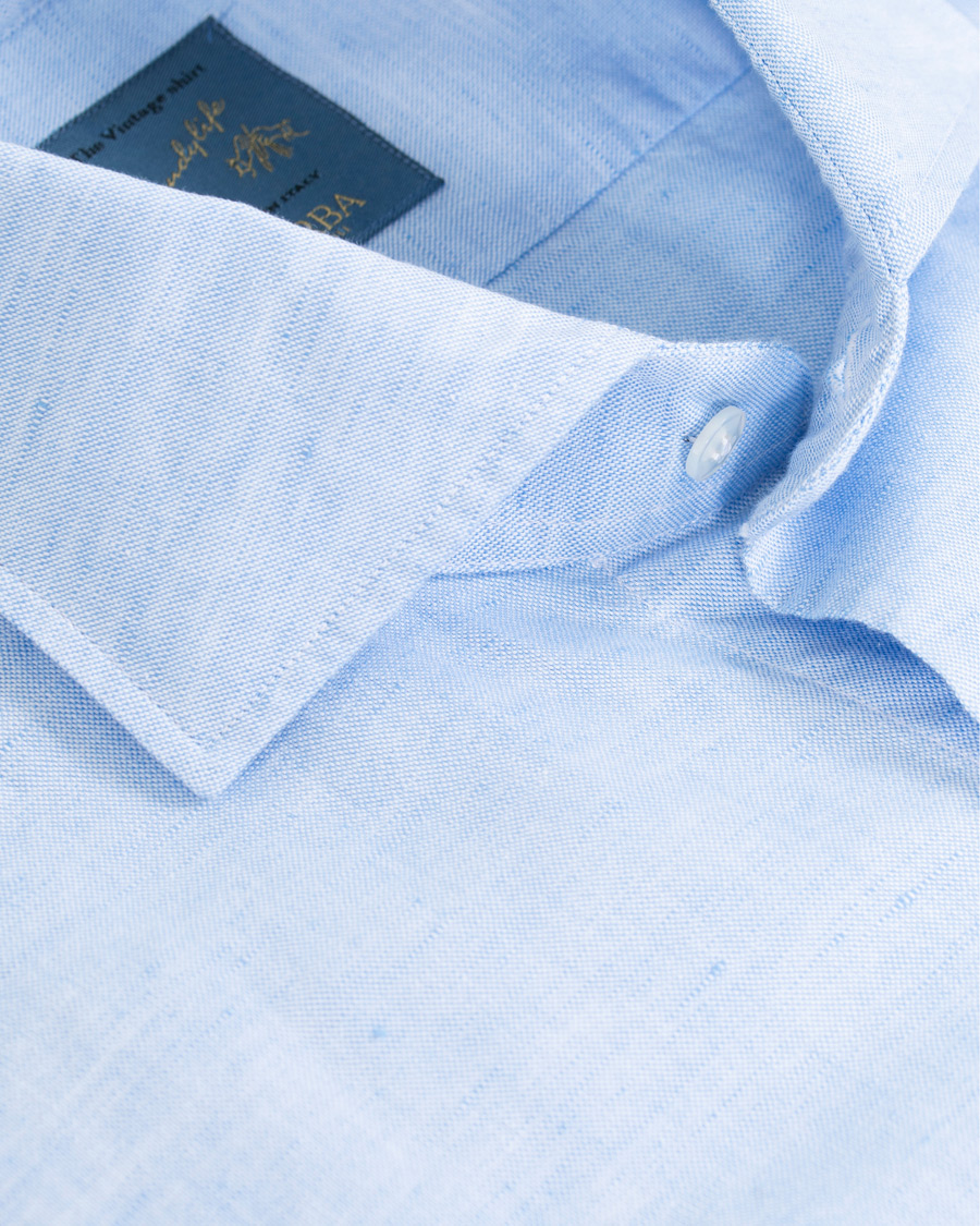 Mies | Kauluspaidat | Barba Napoli | Dandylife Slim Fit Cotton/Linen Shirt Blue