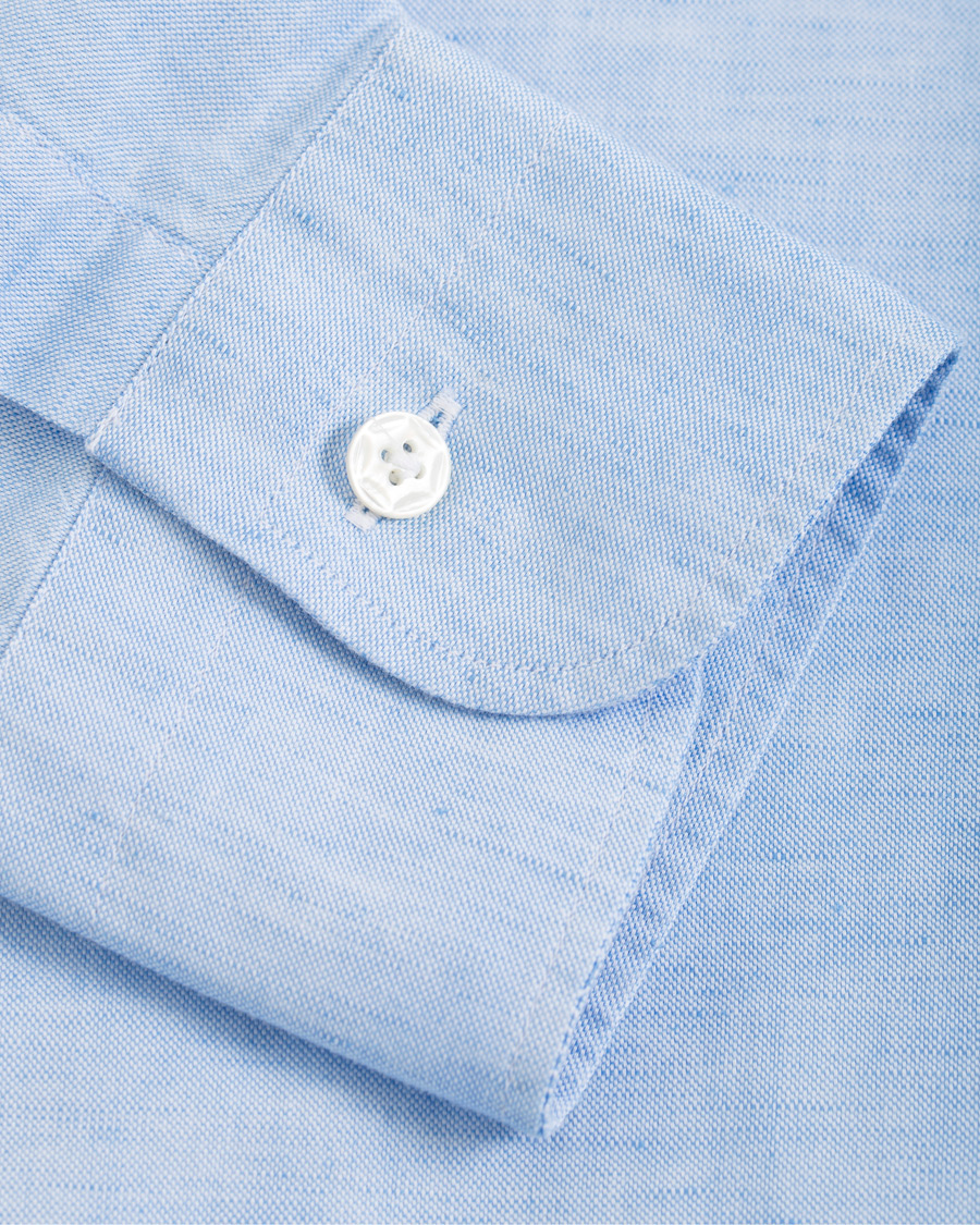 Mies | Kauluspaidat | Barba Napoli | Dandylife Slim Fit Cotton/Linen Shirt Blue
