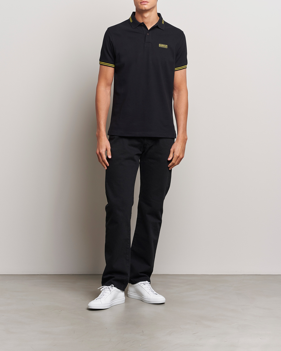 Mies | Pikeet | Barbour International | Essential Tipped Polo Black