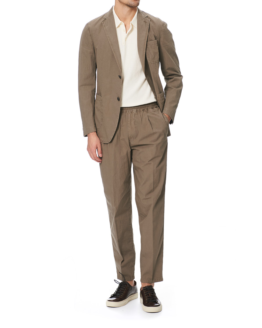 Mies | Housut | The Gigi | Soft Seersucker Drawstring Trousers Olive
