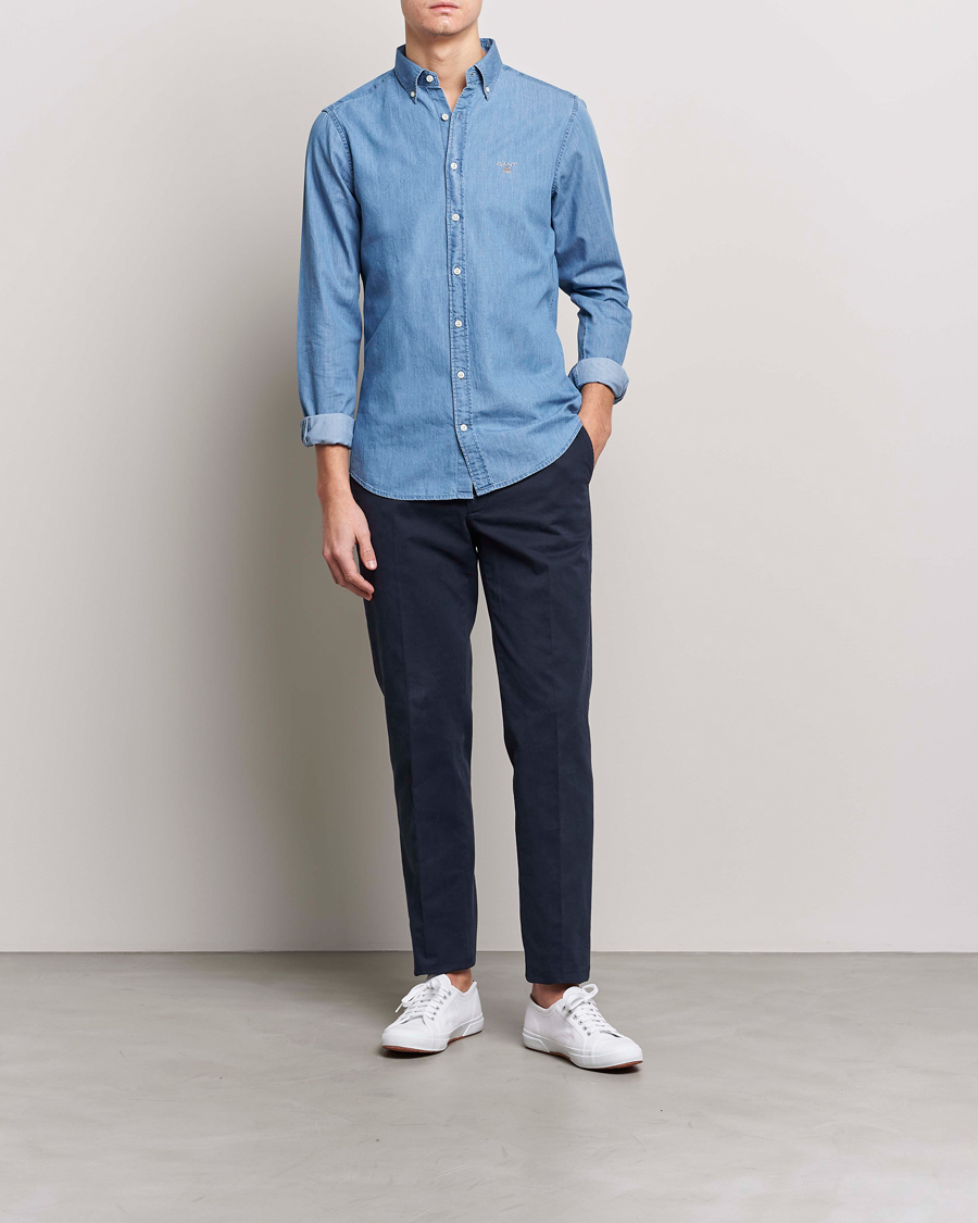 Mies | Kauluspaidat | Gant | Slim Fit Indigo Shirt Semi Light Blue