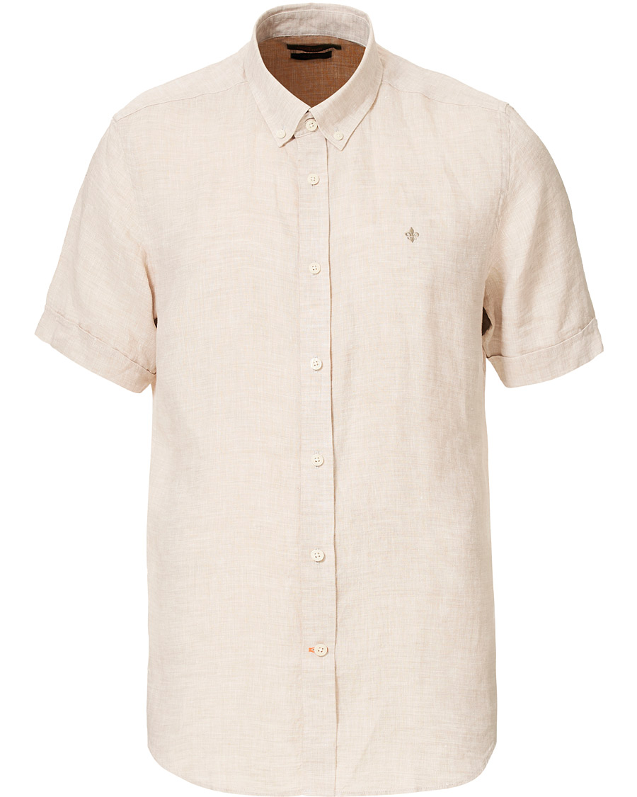 Mies | Kauluspaidat | Morris | Douglas Short Sleeve Linen Shirt Khaki