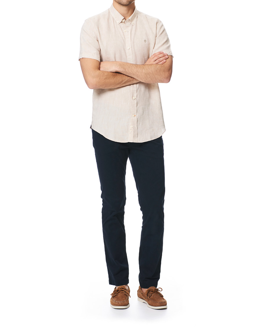 Mies | Kauluspaidat | Morris | Douglas Short Sleeve Linen Shirt Khaki