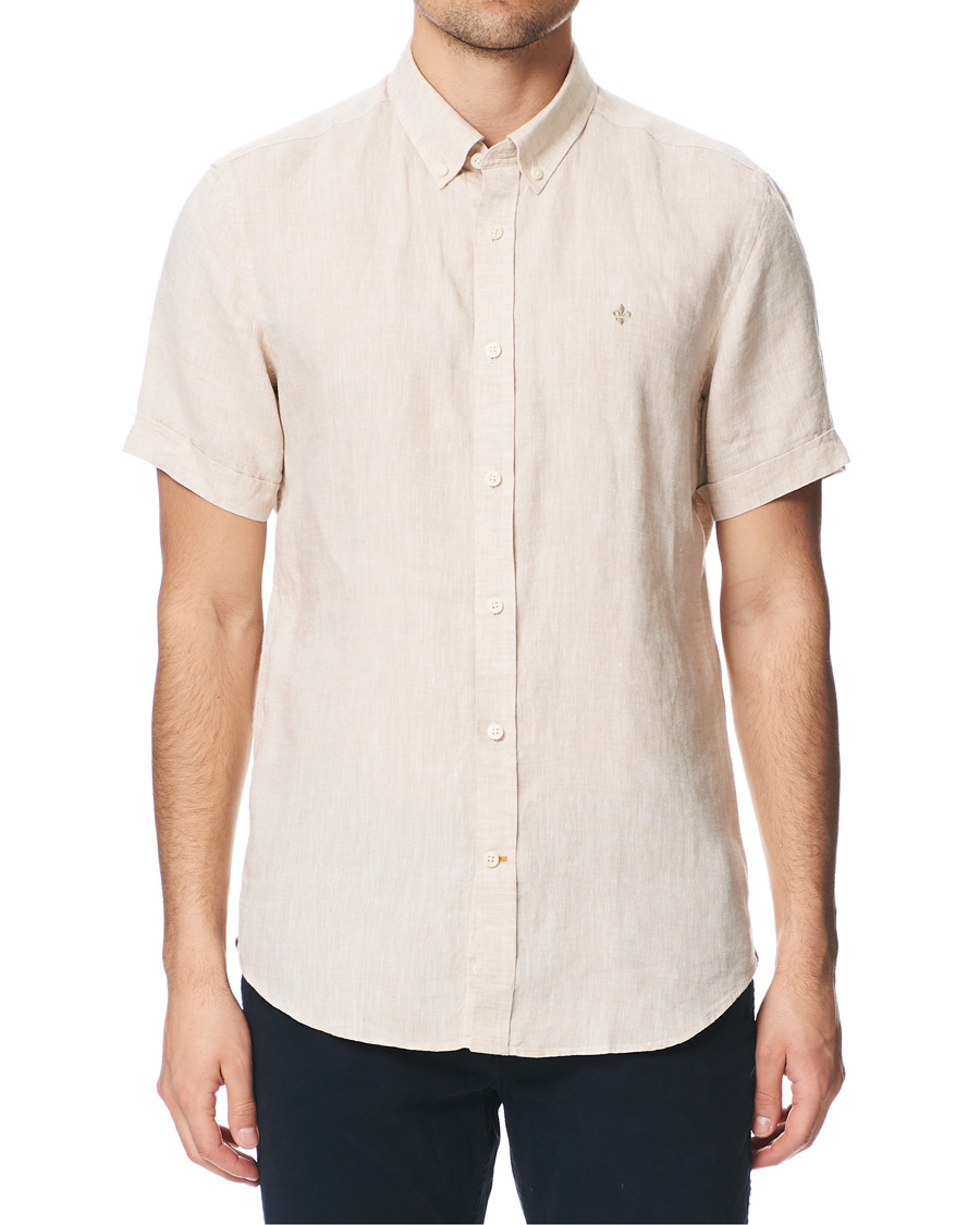Mies | Kauluspaidat | Morris | Douglas Short Sleeve Linen Shirt Khaki