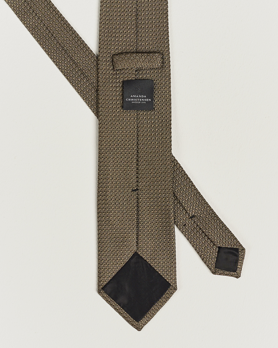 Mies | Amanda Christensen Silk Grenadine 8 cm Tie Olive | Amanda Christensen | Silk Grenadine 8 cm Tie Olive