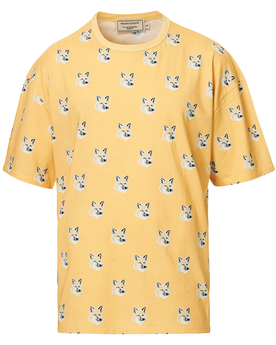Mies | T-paidat | Maison Kitsuné | All Over Pastel Fox Head T-shirt Yellow