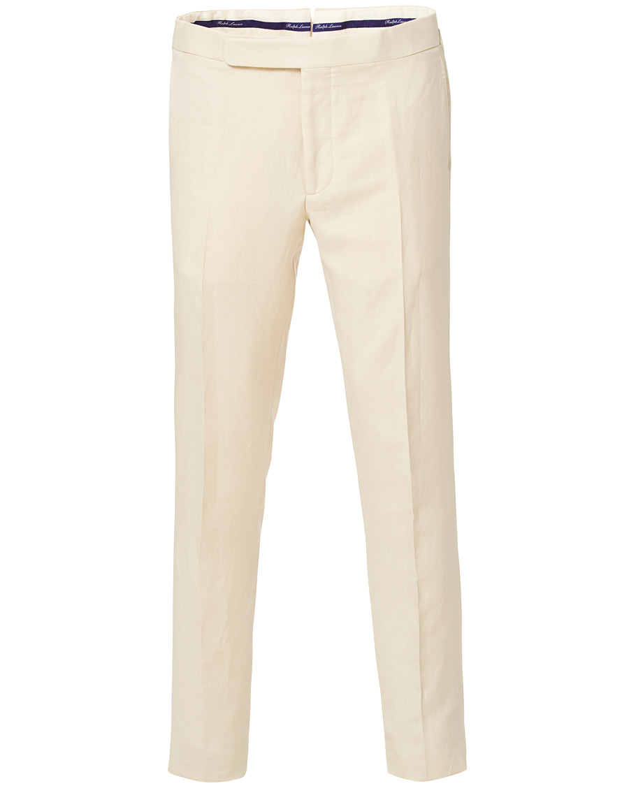 Mies | Housut | Ralph Lauren Purple Label | Side-Adjuster Linen/Silk Trousers Beige