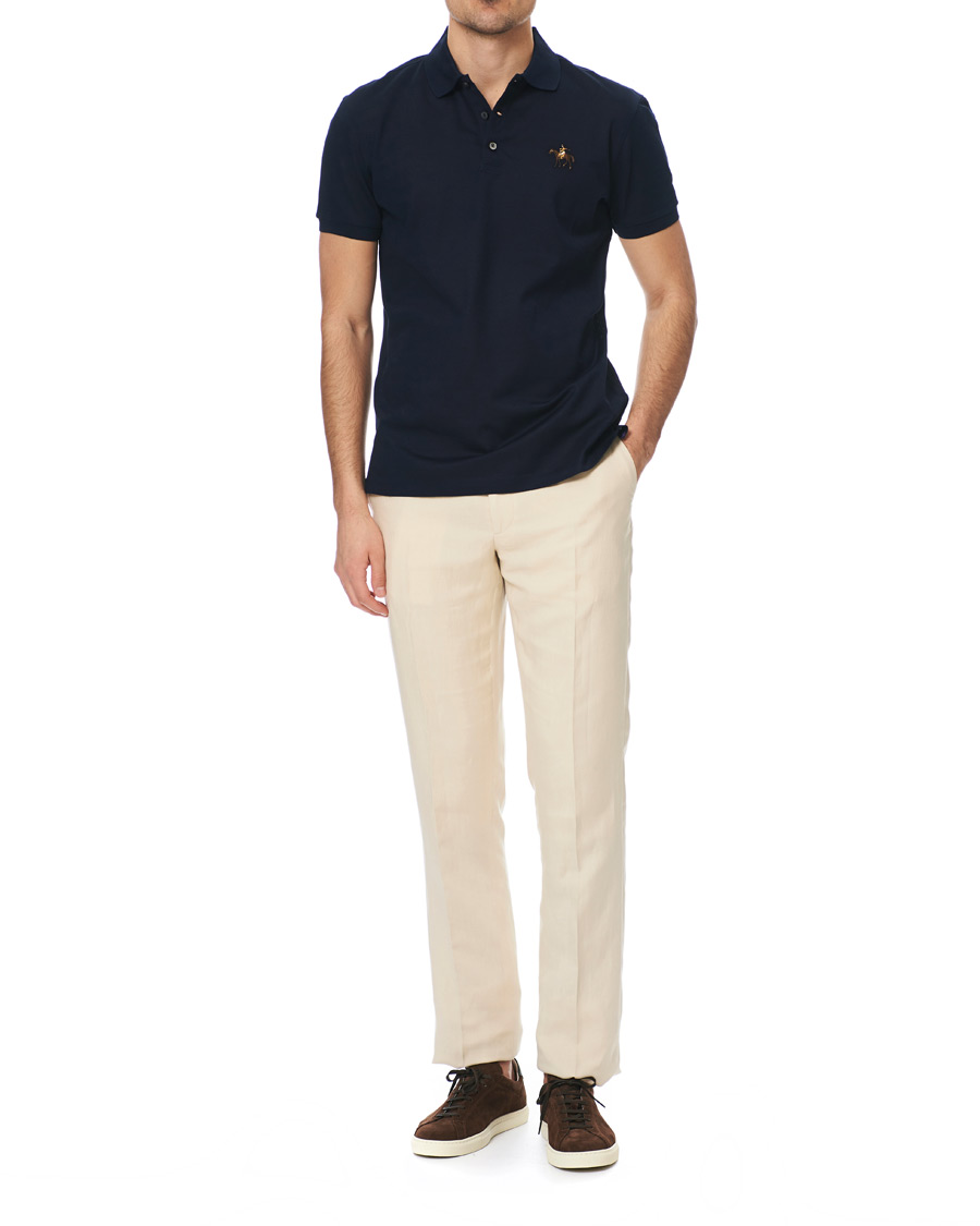 Mies | Housut | Ralph Lauren Purple Label | Side-Adjuster Linen/Silk Trousers Beige