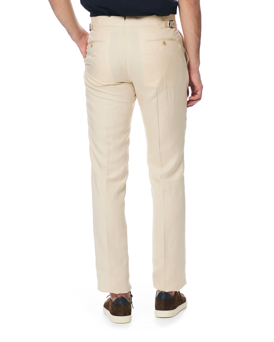 Mies | Housut | Ralph Lauren Purple Label | Side-Adjuster Linen/Silk Trousers Beige