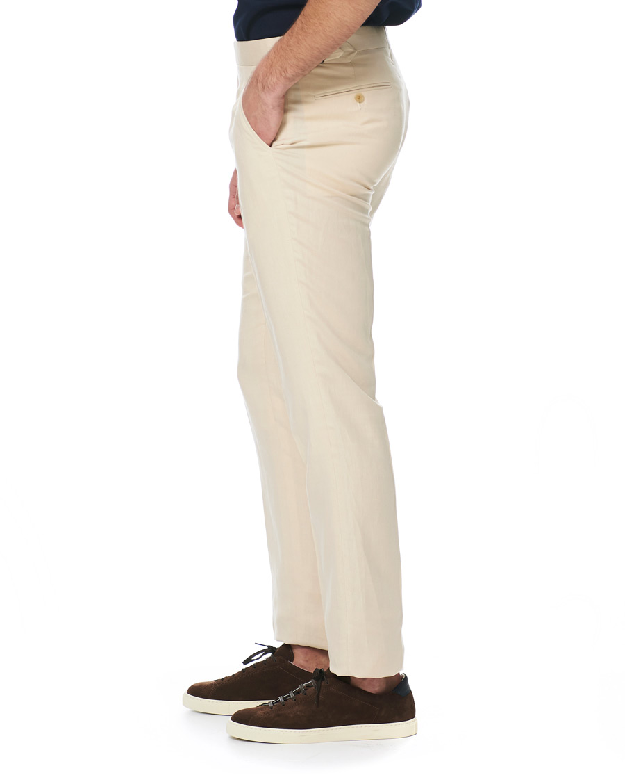 Mies | Housut | Ralph Lauren Purple Label | Side-Adjuster Linen/Silk Trousers Beige