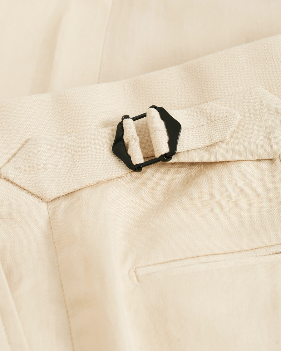 Mies | Housut | Ralph Lauren Purple Label | Side-Adjuster Linen/Silk Trousers Beige