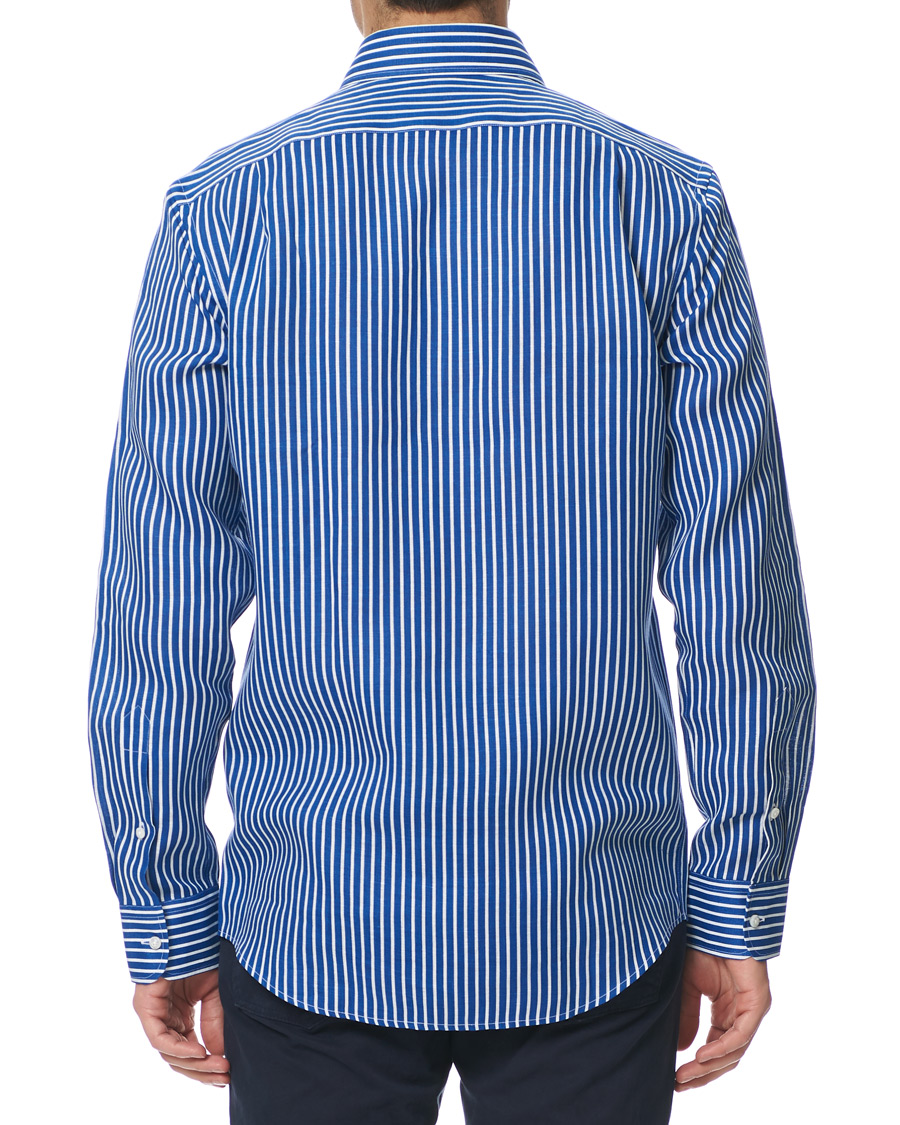 Mies | Kauluspaidat | Ralph Lauren Purple Label | Bengal Stripe Linen Shirt Blue/White