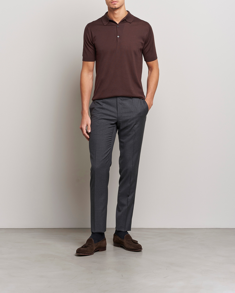 Mies | Pikeet | John Smedley | Adrian Slim Fit Sea Island Polo Coffee Bean
