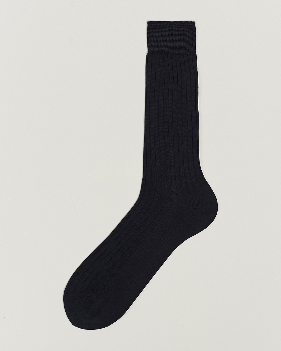 Mies | Alusvaatteet | Bresciani | Cotton Ribbed Short Socks Navy