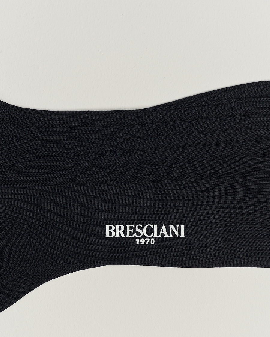 Mies | Bresciani | Bresciani | Cotton Ribbed Short Socks Navy
