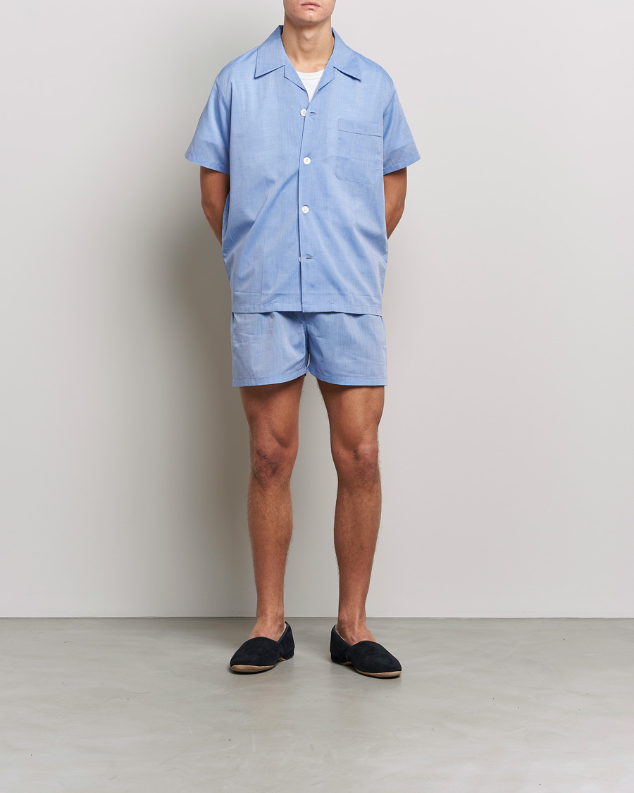 Mies | Yöpuvut ja kylpytakit | Derek Rose | Shortie Cotton Pyjama Set Blue