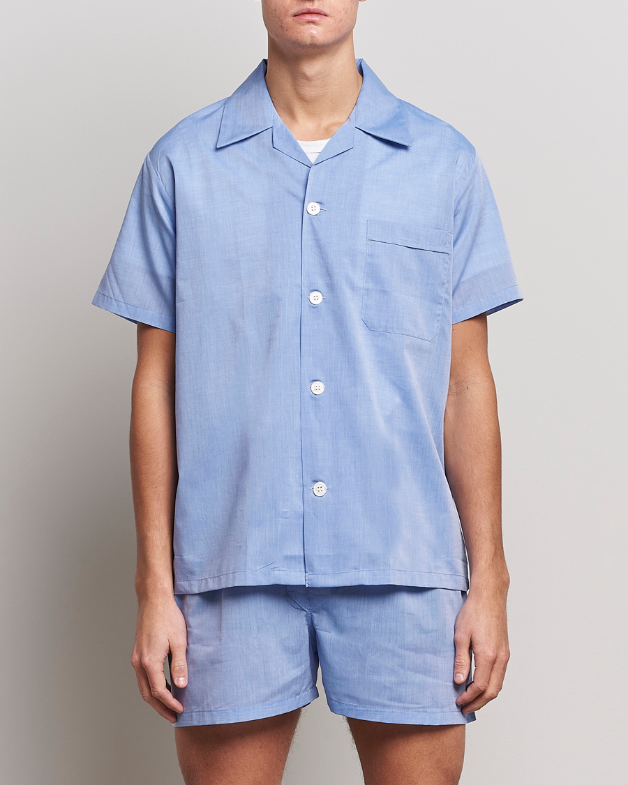Mies | Yöpuvut ja kylpytakit | Derek Rose | Shortie Cotton Pyjama Set Blue