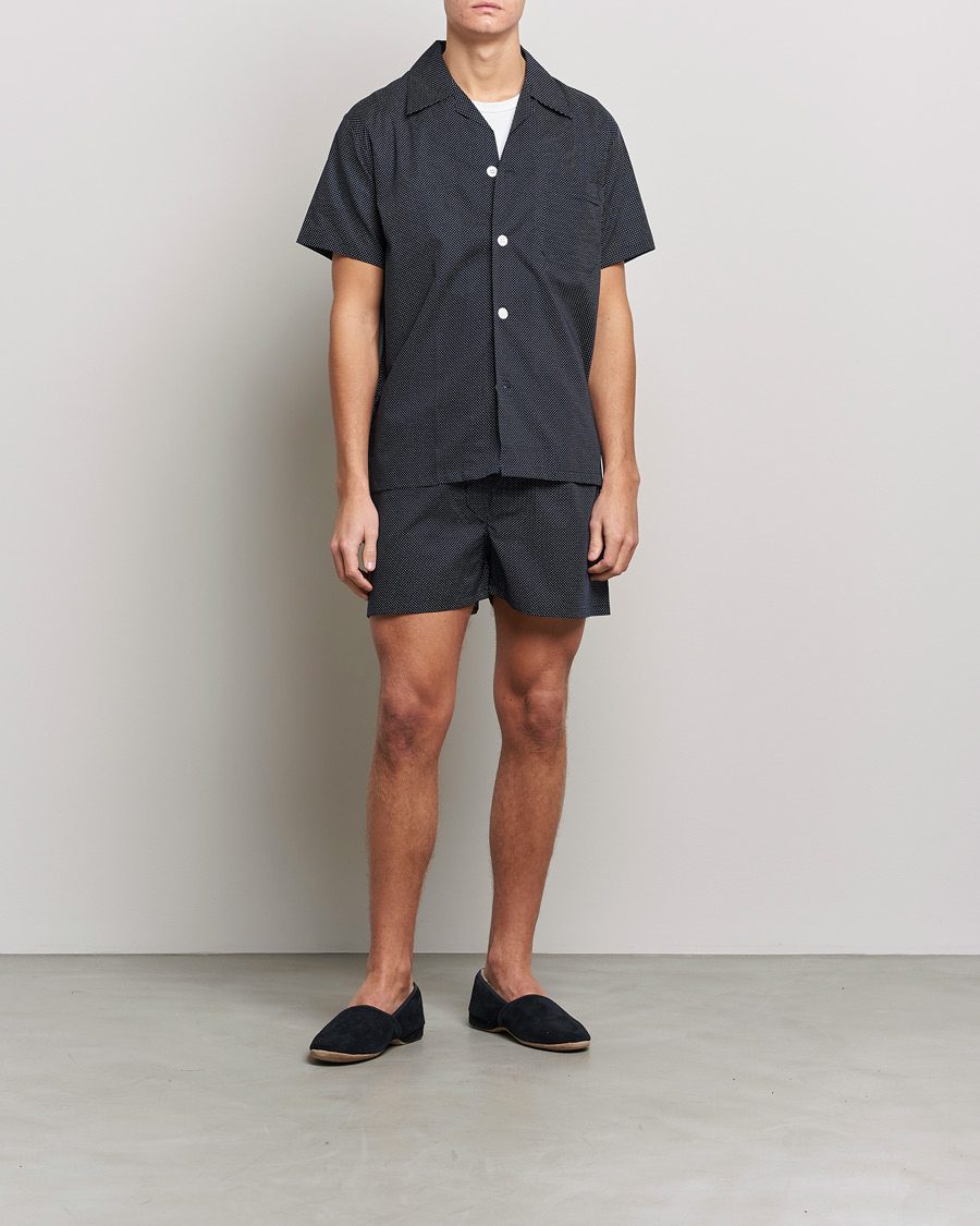 Mies | Yöpuvut ja kylpytakit | Derek Rose | Shortie Printed Cotton Pyjama Set Navy