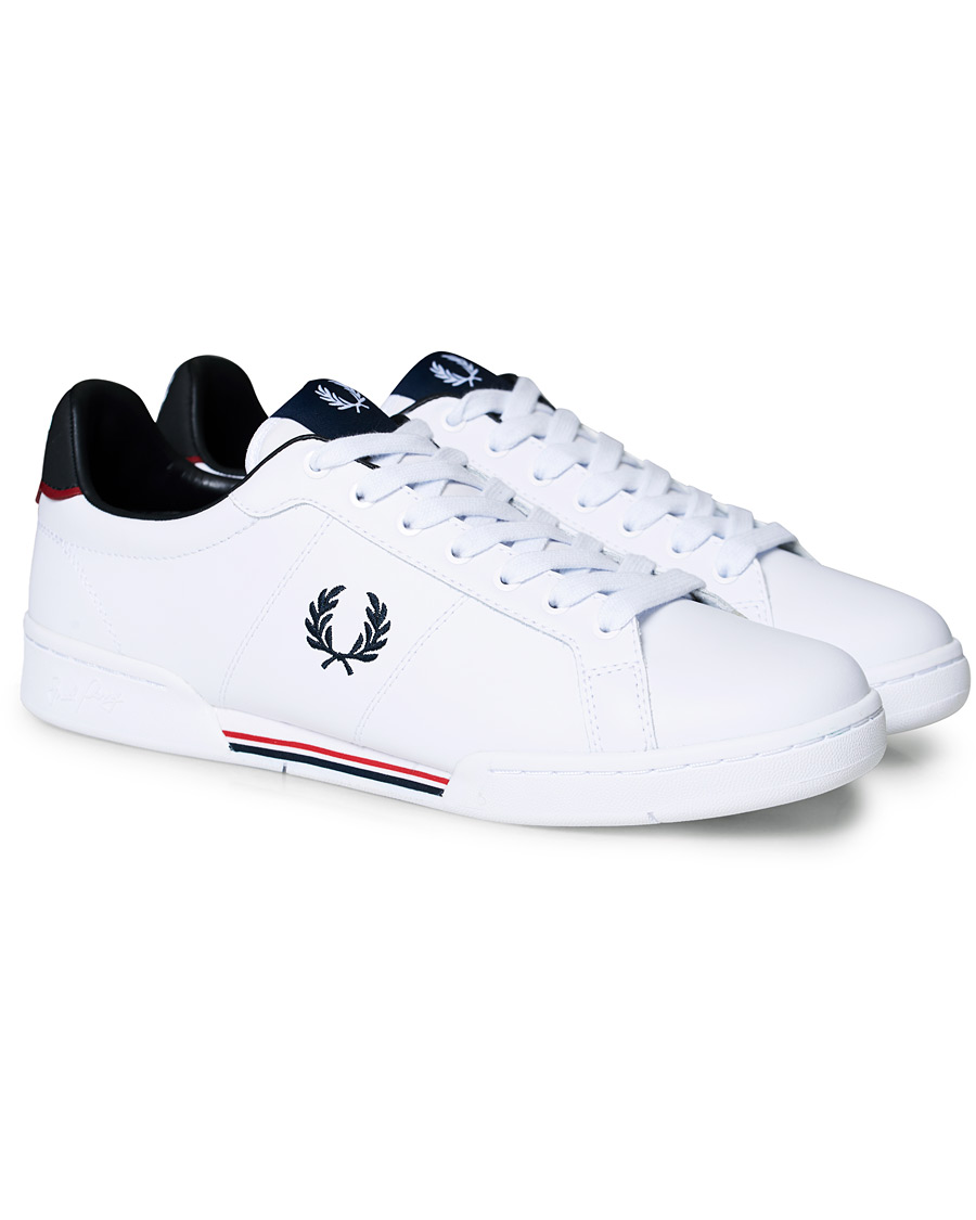 Mies | Fred Perry B722 Leather Sneaker White/Navy | Fred Perry | B722 Leather Sneaker White/Navy