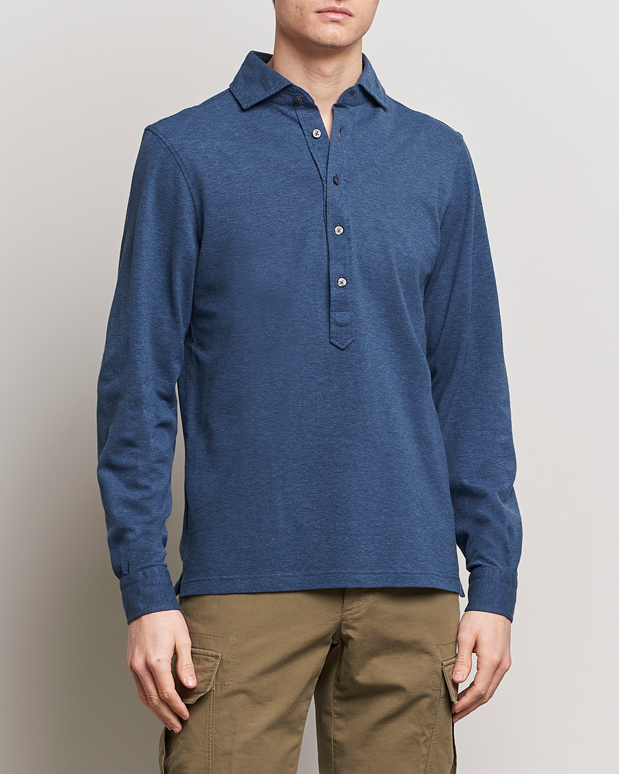 Mies | Rennot | Gran Sasso | Popover Shirt Blue