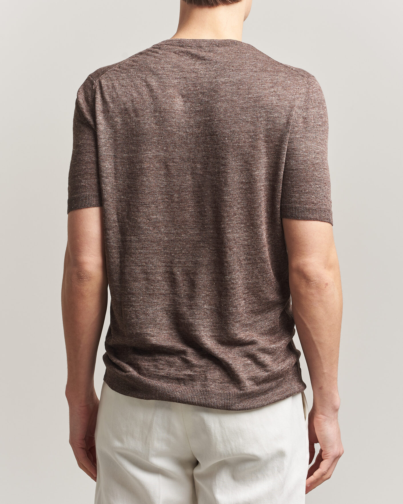 Mies | T-paidat | Gran Sasso | Crew Neck Linen Tee Light Brown