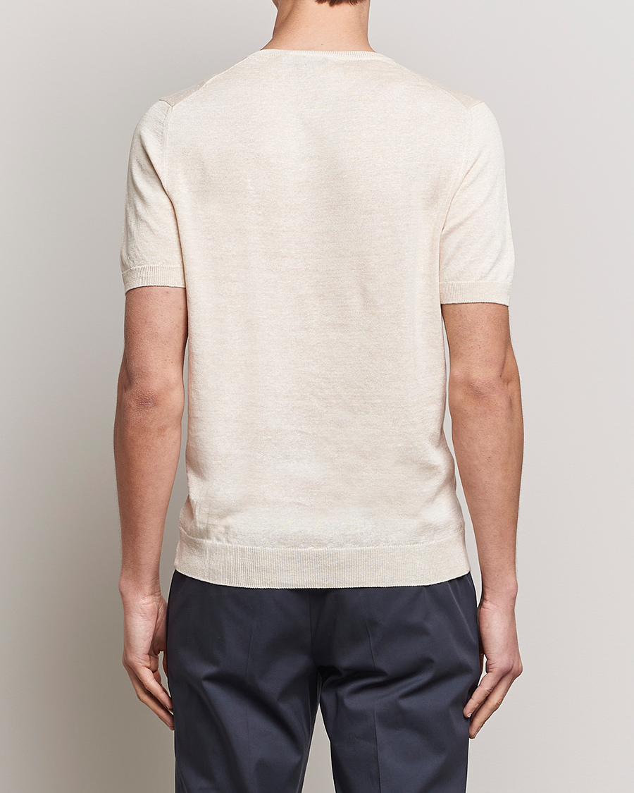 Mies | T-paidat | Gran Sasso | Cotton/Linen Knitted Tee Cream