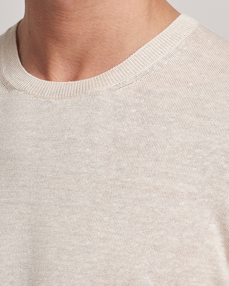 Mies | T-paidat | Gran Sasso | Cotton/Linen Knitted Tee Cream