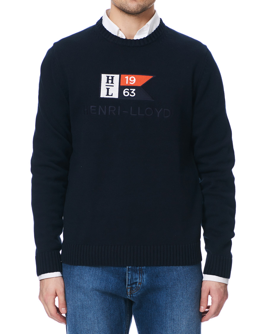 Mies | Puserot | Henri-Lloyd | Henri Lloyd Cross Flag Knitted Crew Neck Navy