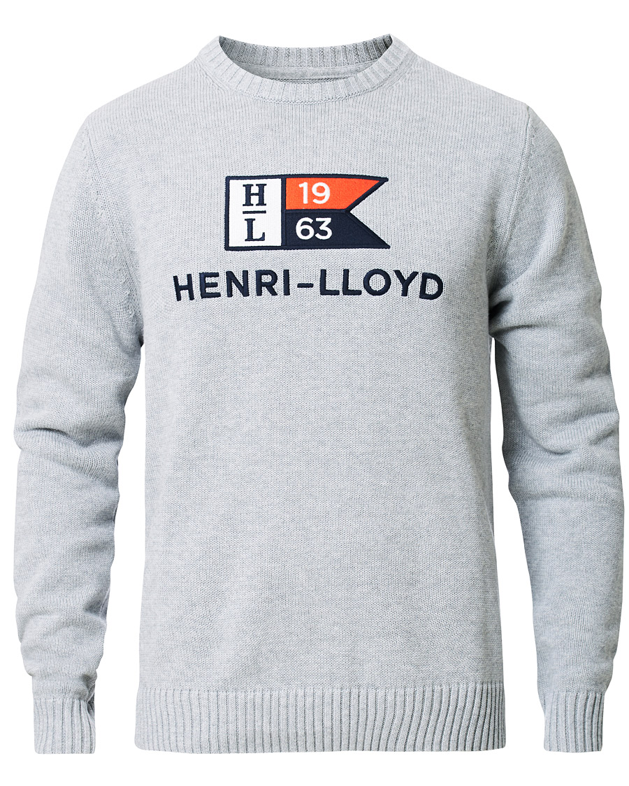 Mies | Puserot | Henri-Lloyd | Henri Lloyd Cross Flag Knitted Crew Neck Grey Melange