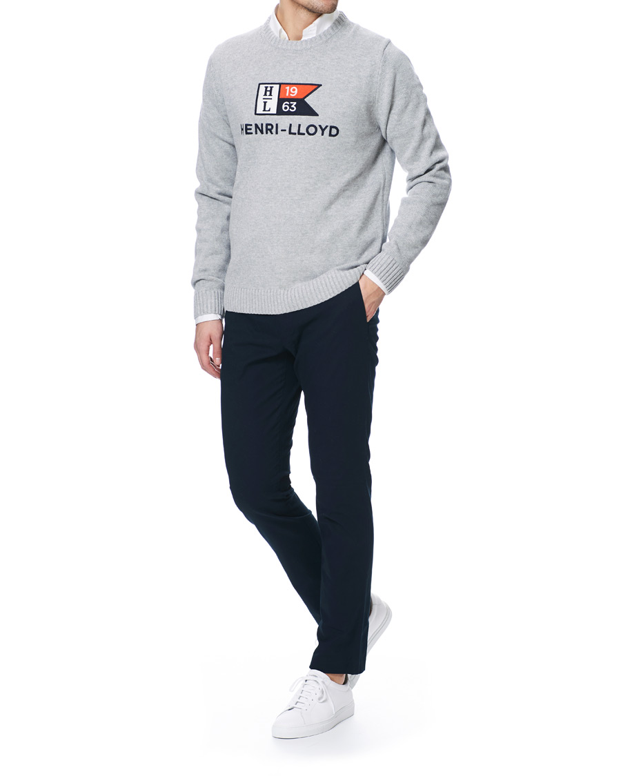 Mies | Puserot | Henri-Lloyd | Henri Lloyd Cross Flag Knitted Crew Neck Grey Melange