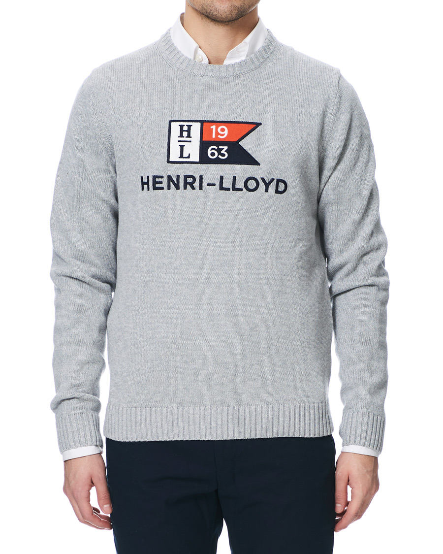 Mies | Puserot | Henri-Lloyd | Henri Lloyd Cross Flag Knitted Crew Neck Grey Melange