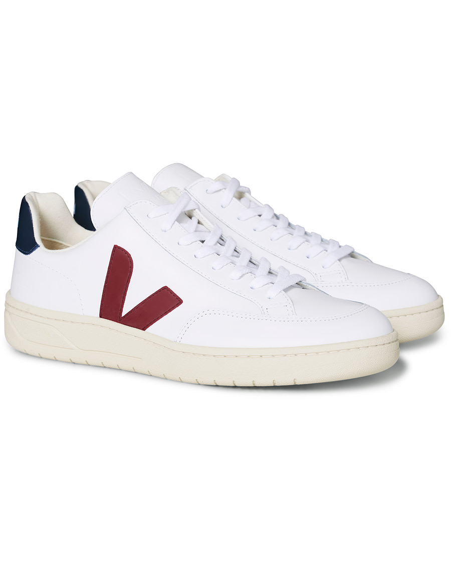 Mies | Veja V-12 Leather Sneaker White Marsala/Nautico | Veja | V-12 Leather Sneaker White Marsala/Nautico