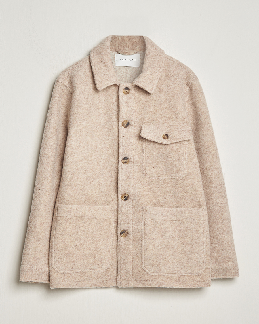 Mies | Takit | A Day's March | Chaumont Heavy Wool Overshirt Sand