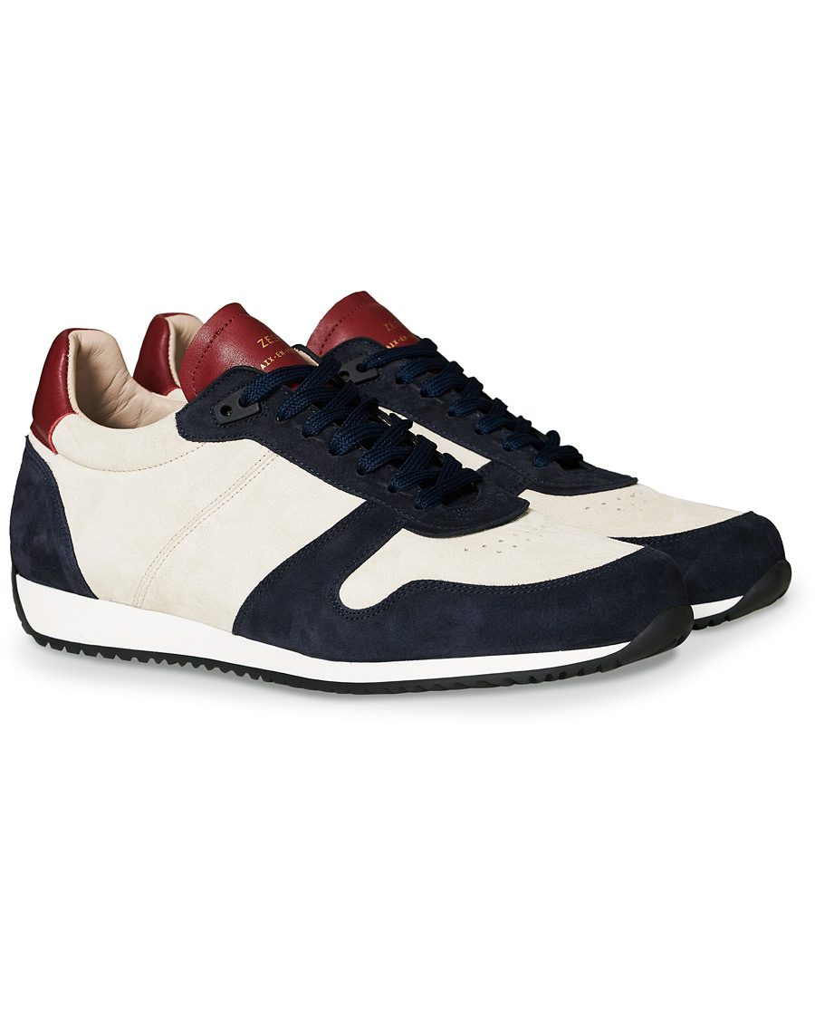 Mies | Zespà ZSP6 Suede Runner Sneakers Off White/Cerise | Zespà | ZSP6 Suede Runner Sneakers Off White/Cerise