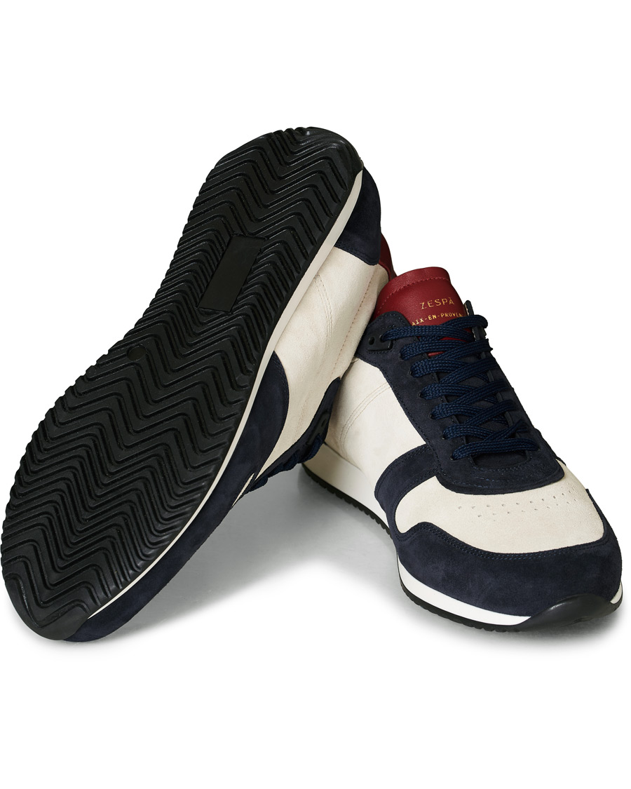 Mies | Zespà ZSP6 Suede Runner Sneakers Off White/Cerise | Zespà | ZSP6 Suede Runner Sneakers Off White/Cerise