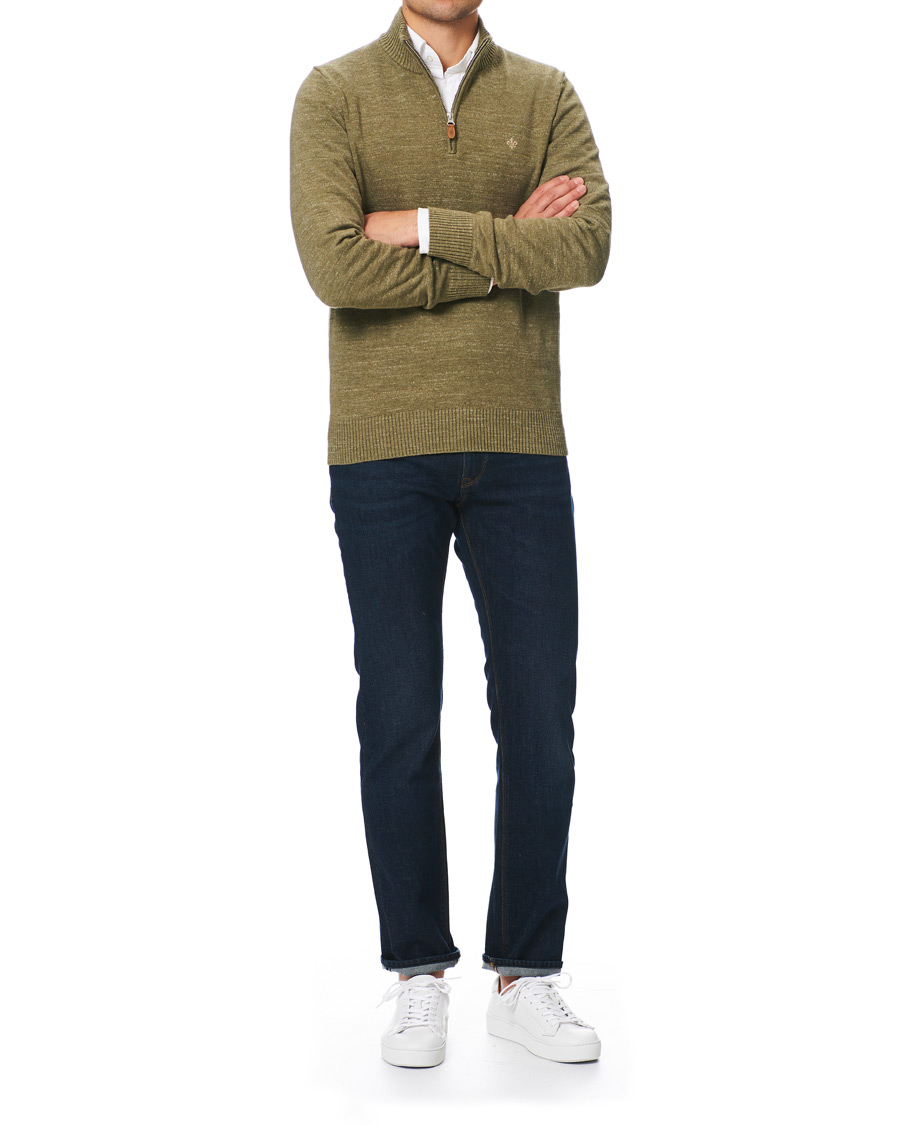 Mies | Puserot | Morris | Randall Cotton Half-Zip Sweater Olive