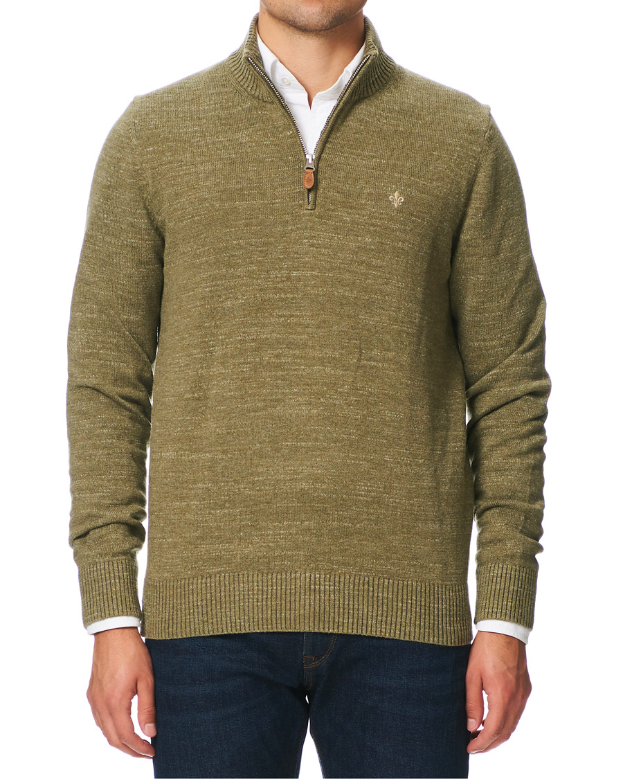 Mies | Puserot | Morris | Randall Cotton Half-Zip Sweater Olive