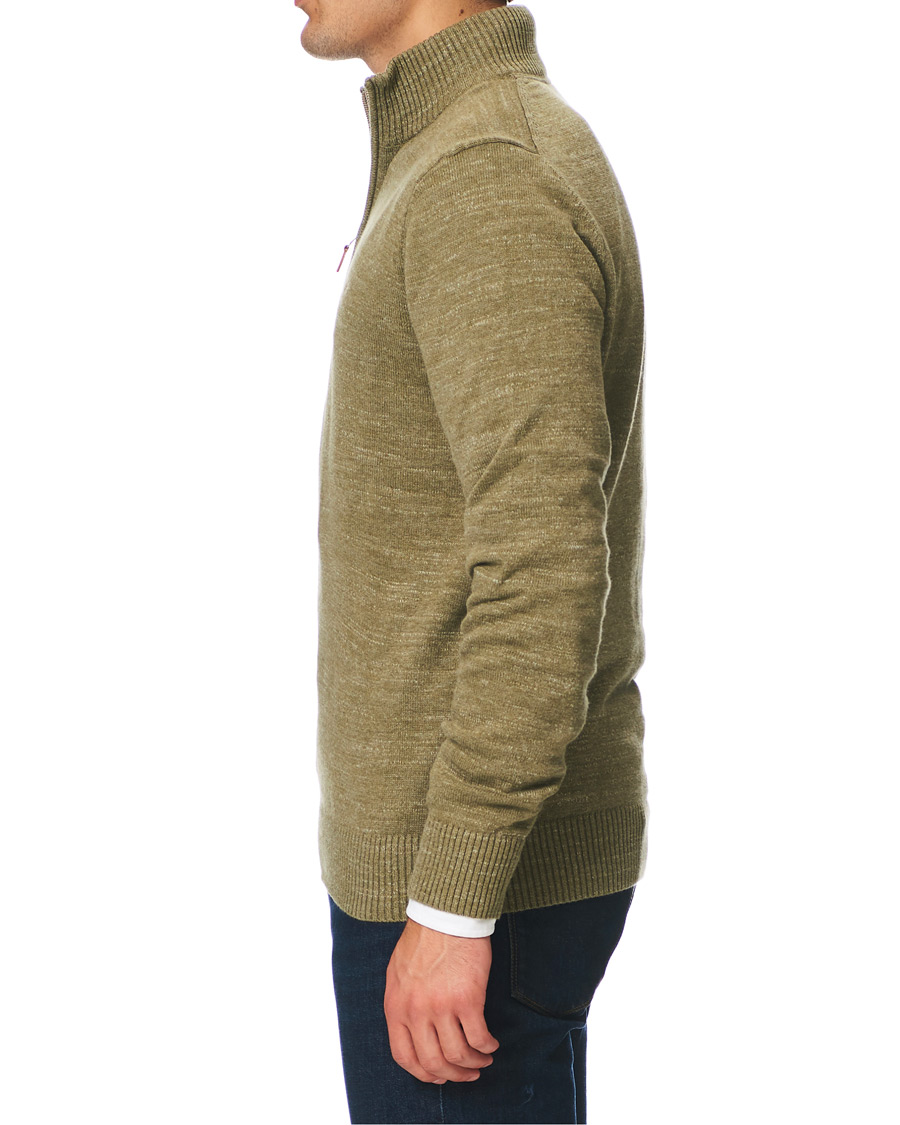 Mies | Puserot | Morris | Randall Cotton Half-Zip Sweater Olive