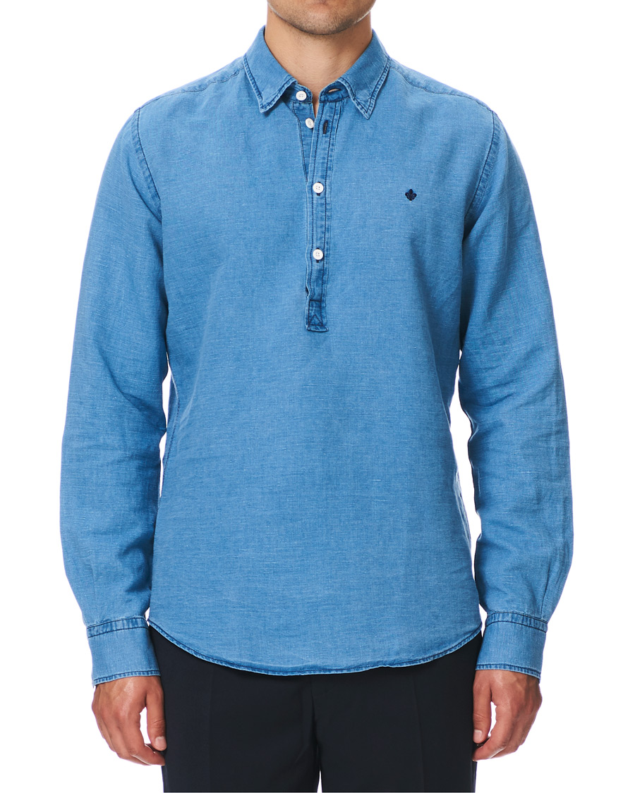 Mies | Kauluspaidat | Morris | Harold Denim Button Under Popover Shirt Blue